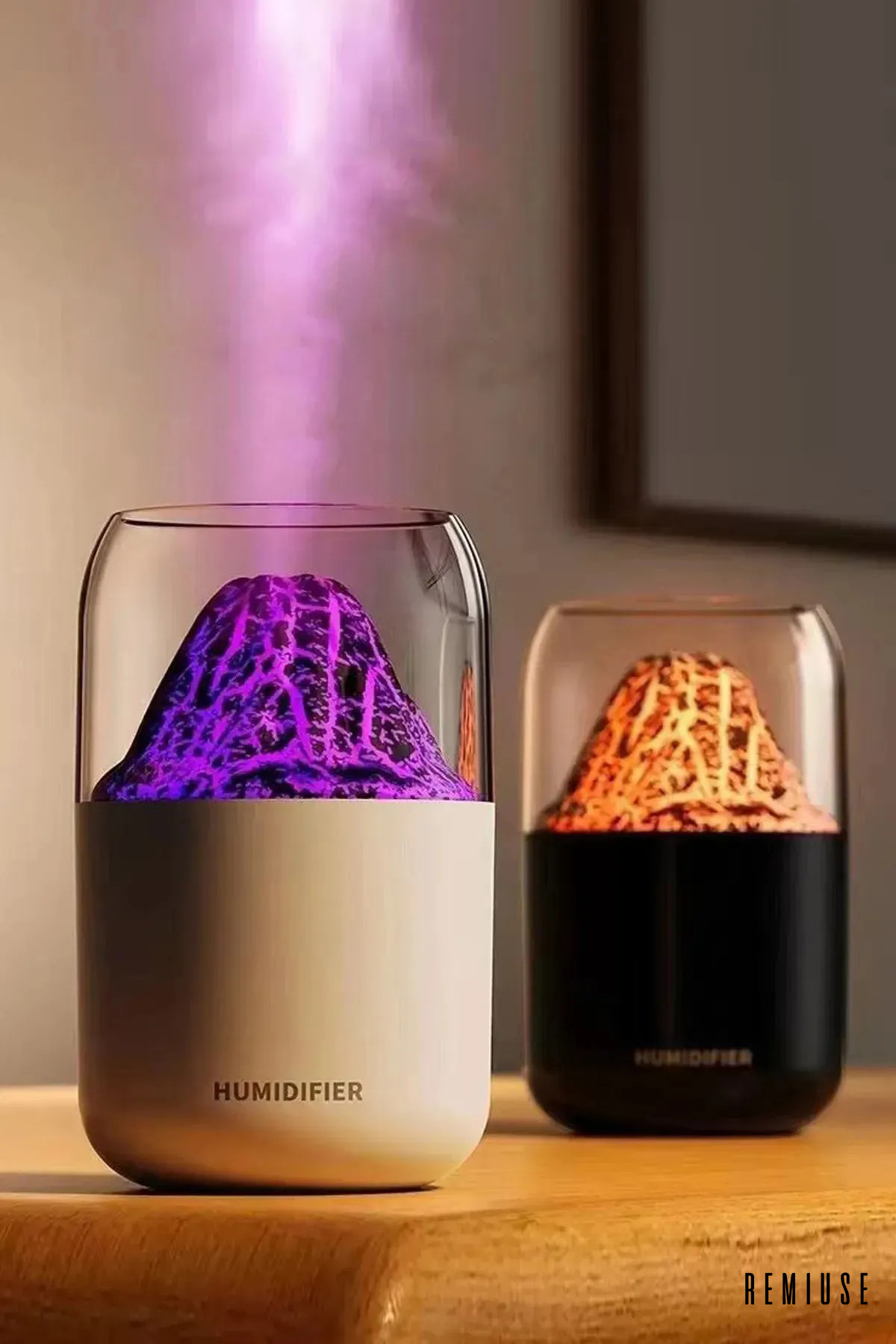 ynedg3 Yanardağ Şeklinde Hava Nemlendirici | 300 ML RGB Işıklı Dekoratif Yanardağ Buhar Makinesi - Görsel 3