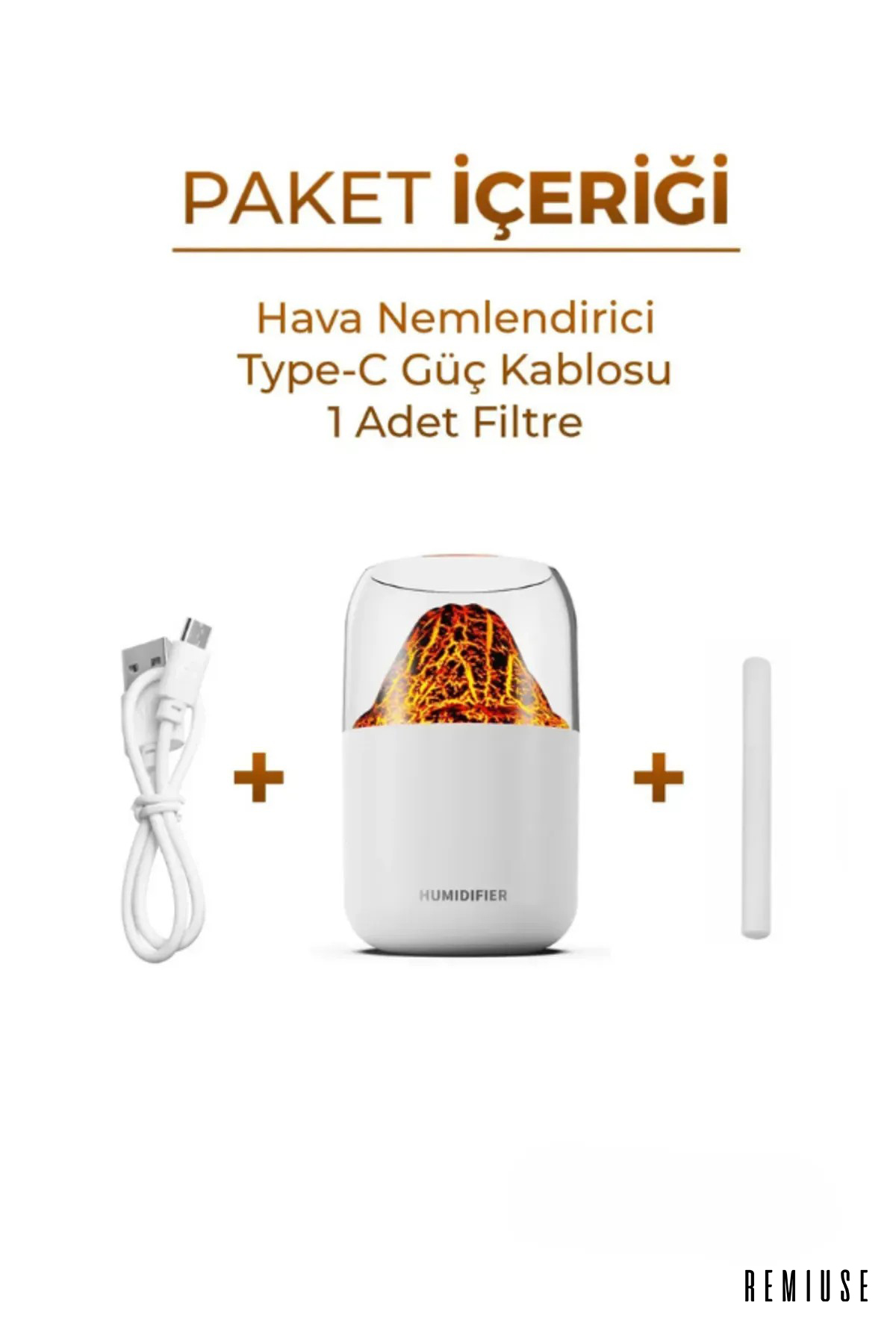 ynrdg5 Yanardağ Şeklinde Hava Nemlendirici | 300 ML RGB Işıklı Dekoratif Yanardağ Buhar Makinesi - Görsel 5