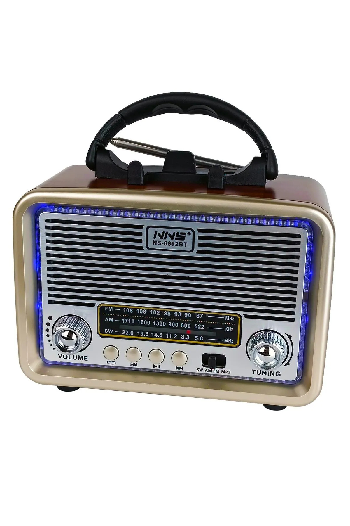 1_org_zoom (11) Nostaljik Radyo Retro Bluetooth TWS Hoparlör Led Çerçeveli Telefon Tutuculu FM Radyo USB/TF Card - Görsel 2