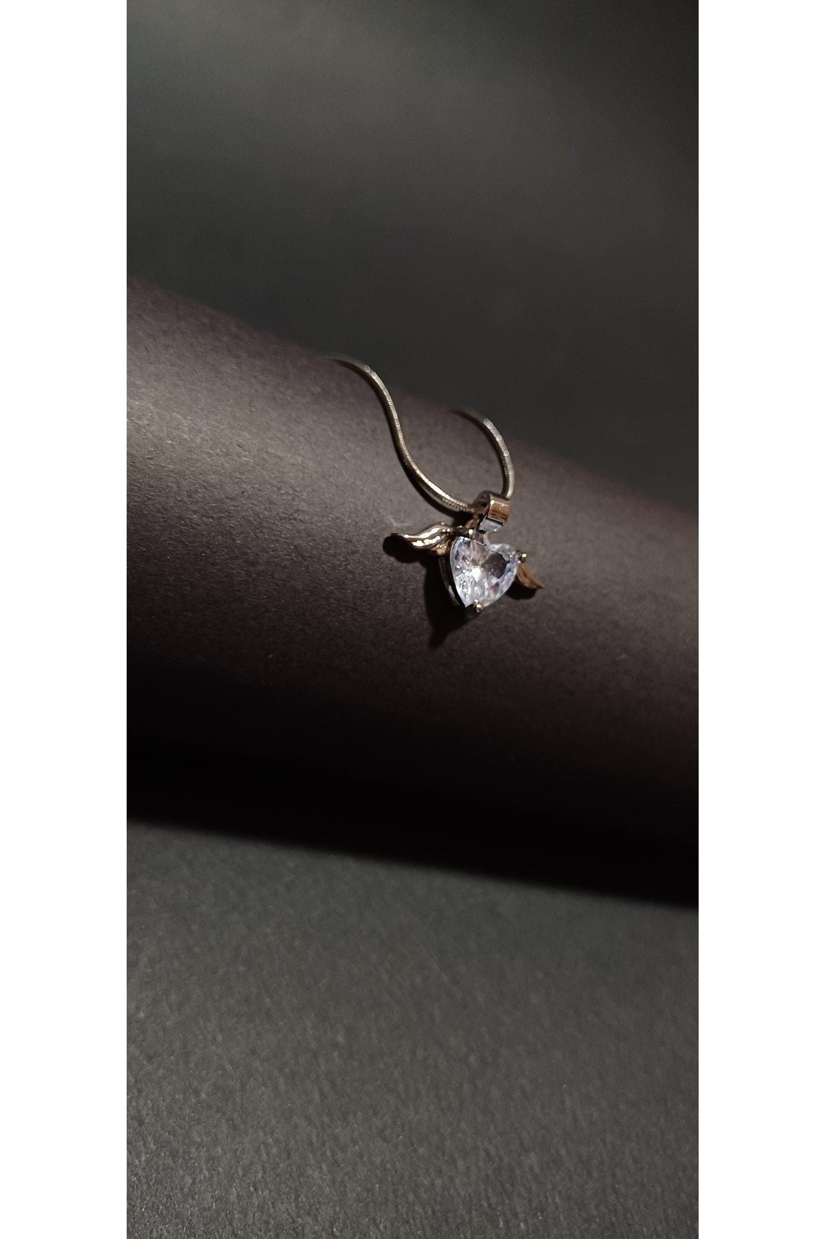 1_org_zoom (13) Melek Kanatlı Kalp Kolye Silver Çelik | Zirkon Taşlı, Paslanmaz, Kararmaz - Görsel 2