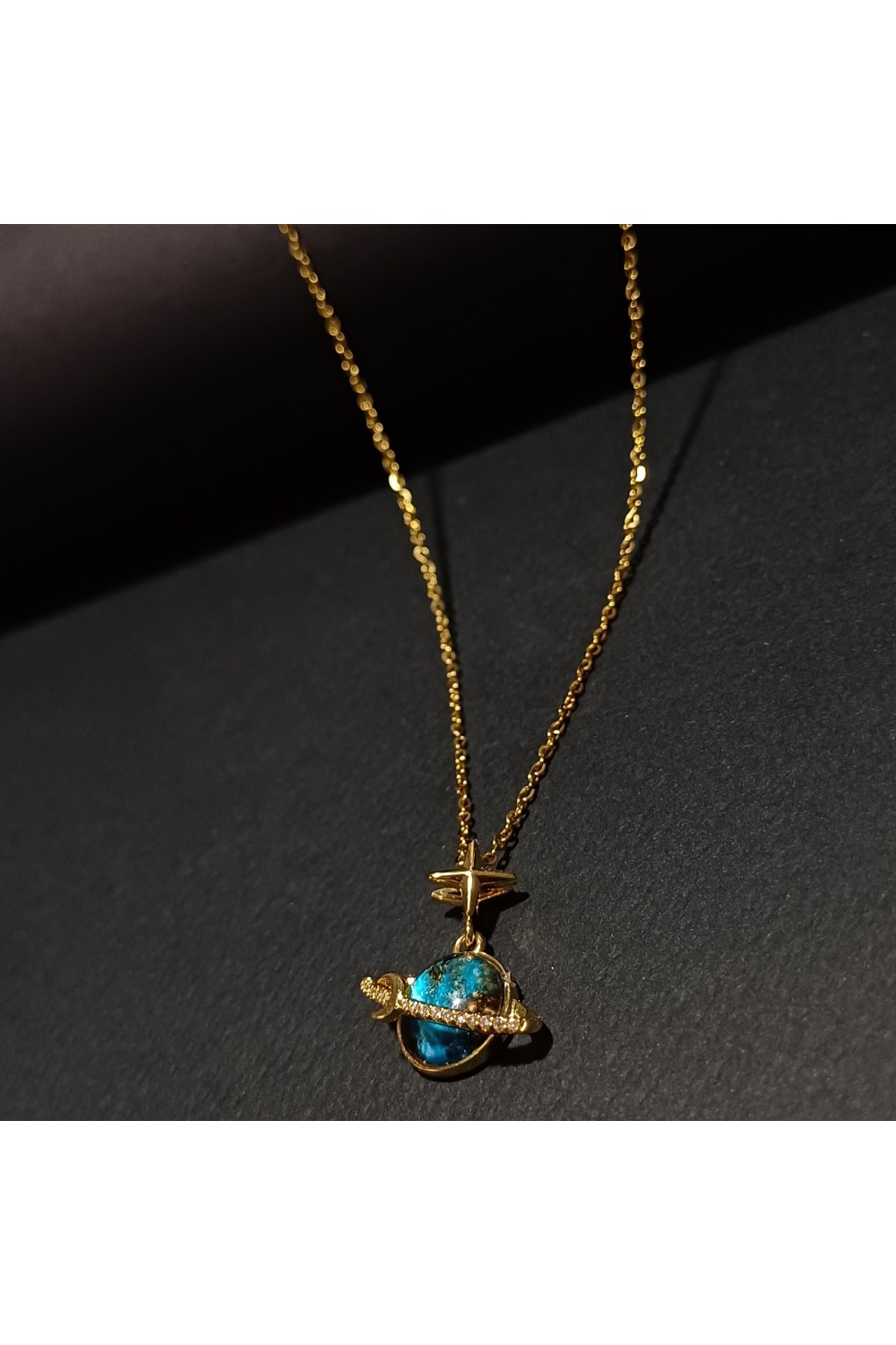 1_org_zoom (18) Gezegen Temalı Gold Çelik Kolye | Sonsuzluk ve Kozmik Enerji Sembolü Kararmaz Takı - Görsel 2