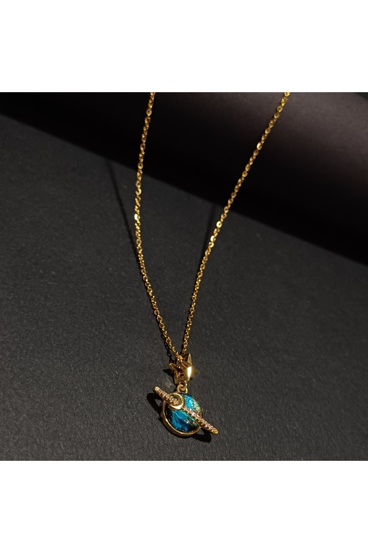 1_org_zoom (19) Gezegen Temalı Gold Çelik Kolye | Sonsuzluk ve Kozmik Enerji Sembolü Kararmaz Takı - Görsel 3