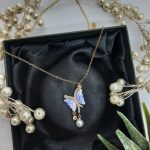 Zirkon Taşlı Kelebek Desen Çelik Kolye | 316L Paslanmaz, Işıltılı ve Antialerjik Kadın Kolye