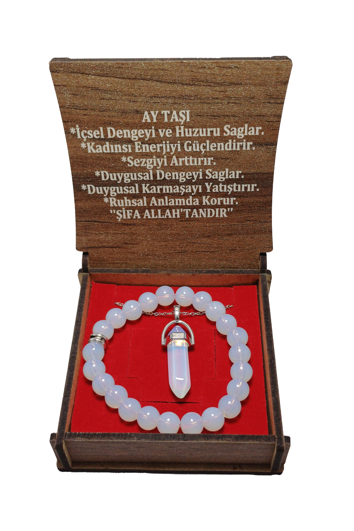 Ay Taşı Bileklik ve Çivi Kesim Kolye Seti Ay Taşı Bileklik ve Çivi Kesim Kolye Seti | Doğal Taş Kombin Set - Görsel 1