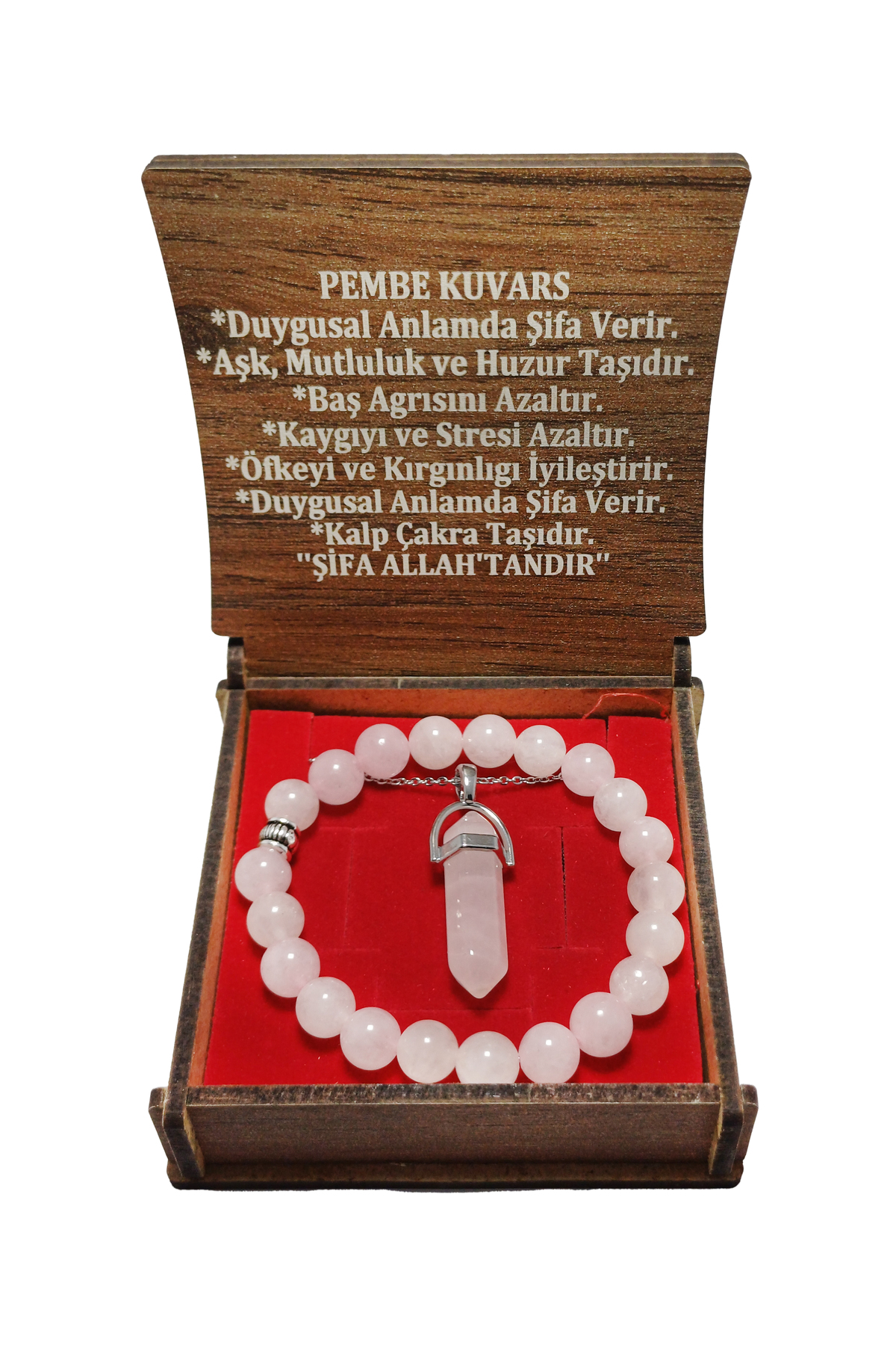 1_org_zoom (25) Pembe Kuvars Doğal Taşlı Bileklik ve Çivi Kesim Kolye Seti | Aşk, Şifa ve Kendini Sevme - Görsel 1