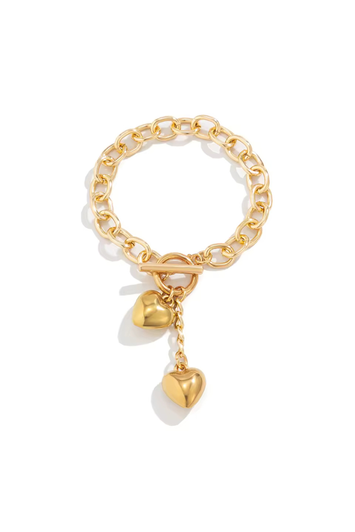 1_org_zoom (32) Kalpten Kalbe Çelik Zincir Gold Kadın Bileklik | Kararmaz, Suya Dayanıklı, Sonsuz Aşk - Görsel 3