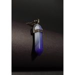 Çivi Kesim Mor Akik Çelik Kolye | Doğal Taş, Antialerjik, Kararmaz Koruyucu Enerji