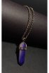 Çivi Kesim Mor Akik Çelik Kolye | Doğal Taş, Antialerjik, Kararmaz Koruyucu Enerji - Görsel 2