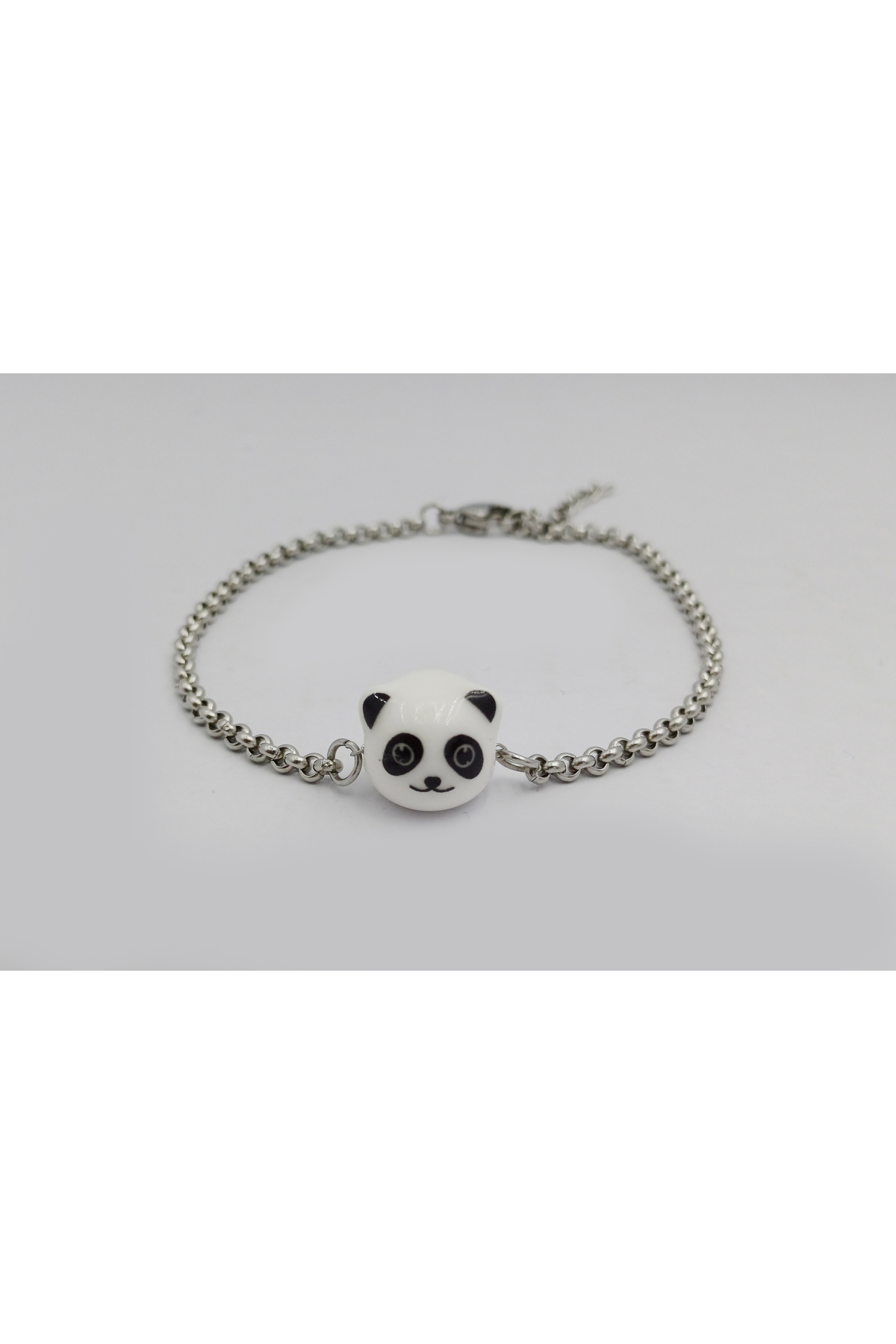1_org_zoom (50) Panda Detaylı Halka Zincir Çelik Bileklik - Görsel 1