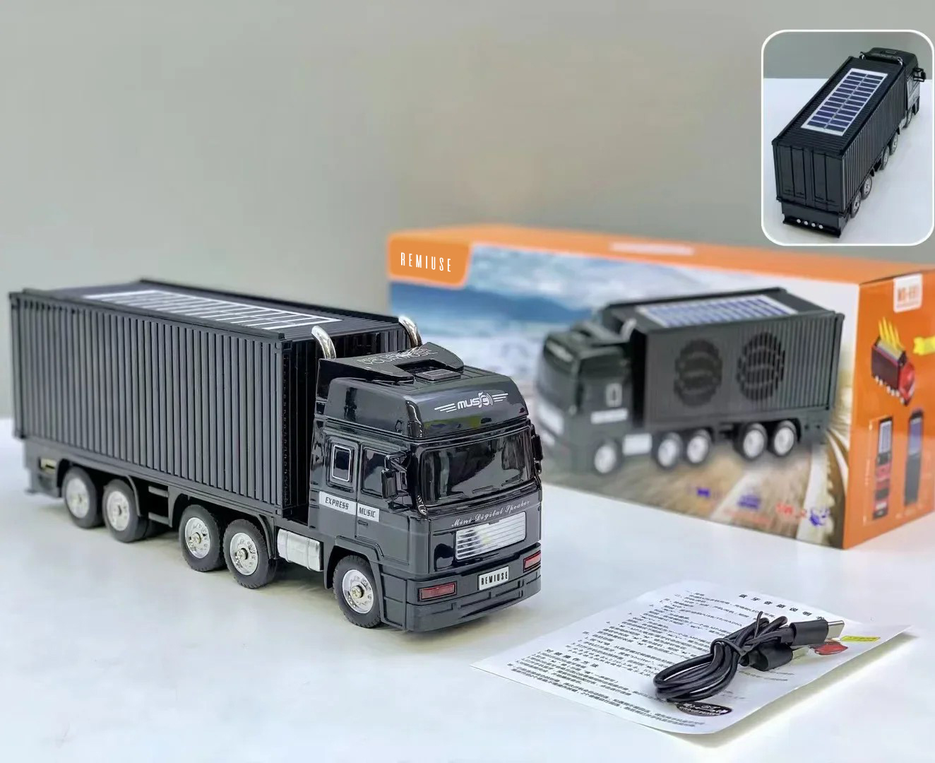 blackkk Solar Enerjili Bluetooth Tır Hoparlör | FM Radyo | USB/TF Giriş | TWS | Type-C - Görsel 2