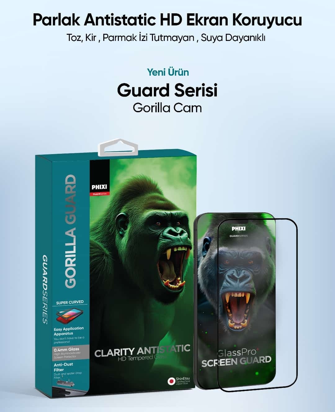gg Gorilla Guard iPhone 14 Pro Kırılmaz Cam | Yıkanabilir, Anti-Statik, Süper Kavisli, HD Temperli Ekran Koruyucu - Görsel 1