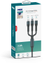 Force CB631 3'ü 1 Arada Çoklu Kablo | Lightning, Type-C, Micro USB, Örgülü ve 2.4A Hızlı Şarj - Görsel 2
