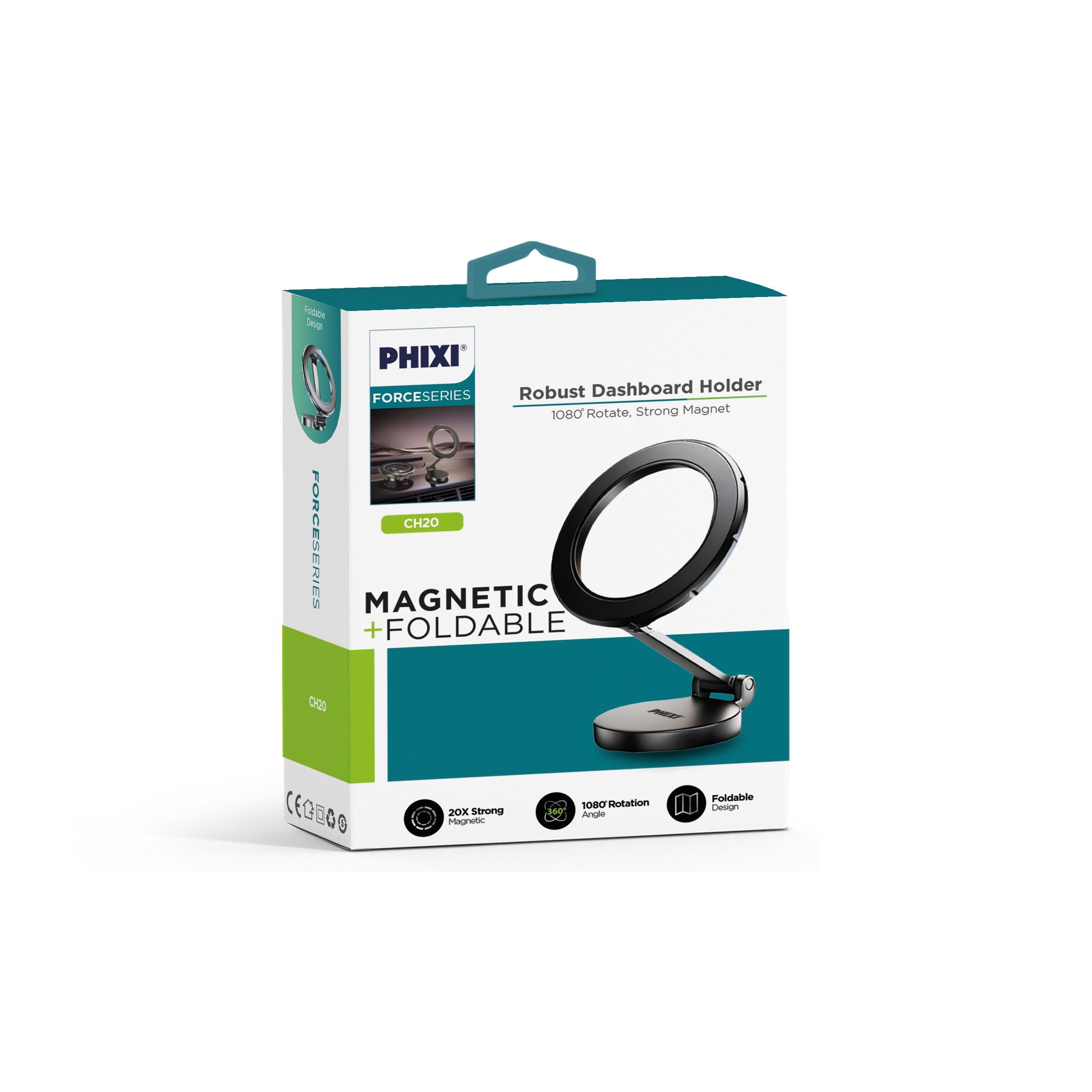 phixi-force-ch20-1080-ayarlanabilen-ya--822d- Force CH20 MagSafe Uyumlu Araç Tutucu | 1080° Ayarlanabilir, Güçlü Yapışkanlı Manyetik Telefon Tutacağı - Görsel 4