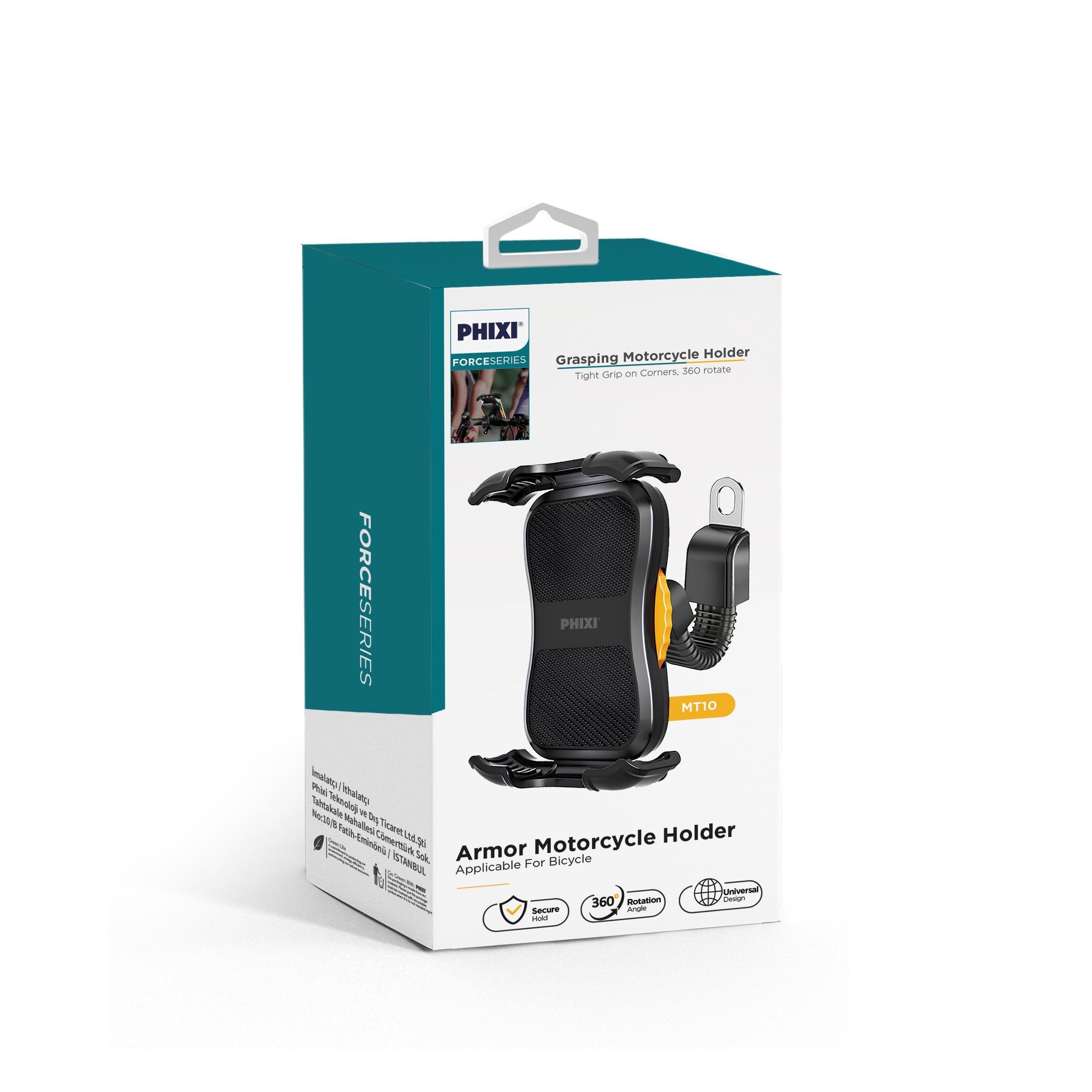 phixi-force-mt10-dikiz-ayna-baglantili-05ad3- Force MT10 Motosiklet & Bisiklet Telefon Tutucu | Dikiz Ayna Bağlantılı, Otomatik Kilitli, Sarsıntı Önleyici Navigasyon Standı - Görsel 3