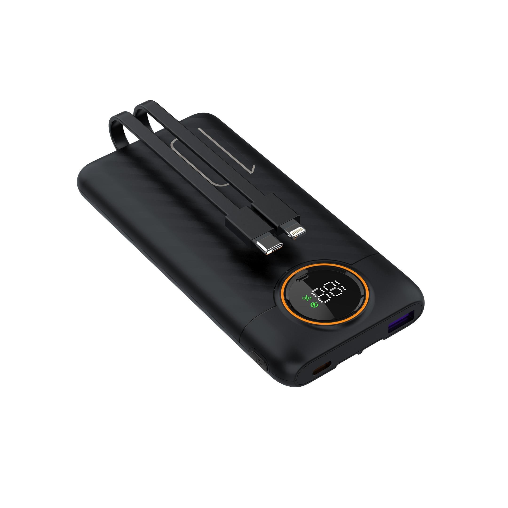 phixi-force-p12-10000mah-22-3a1-7e Force P12 10000mAh 22.5W Süper Hızlı Şarj Powerbank | Dahili Type-C & Lightning Kablolu, Dijital Ekran - Görsel 2