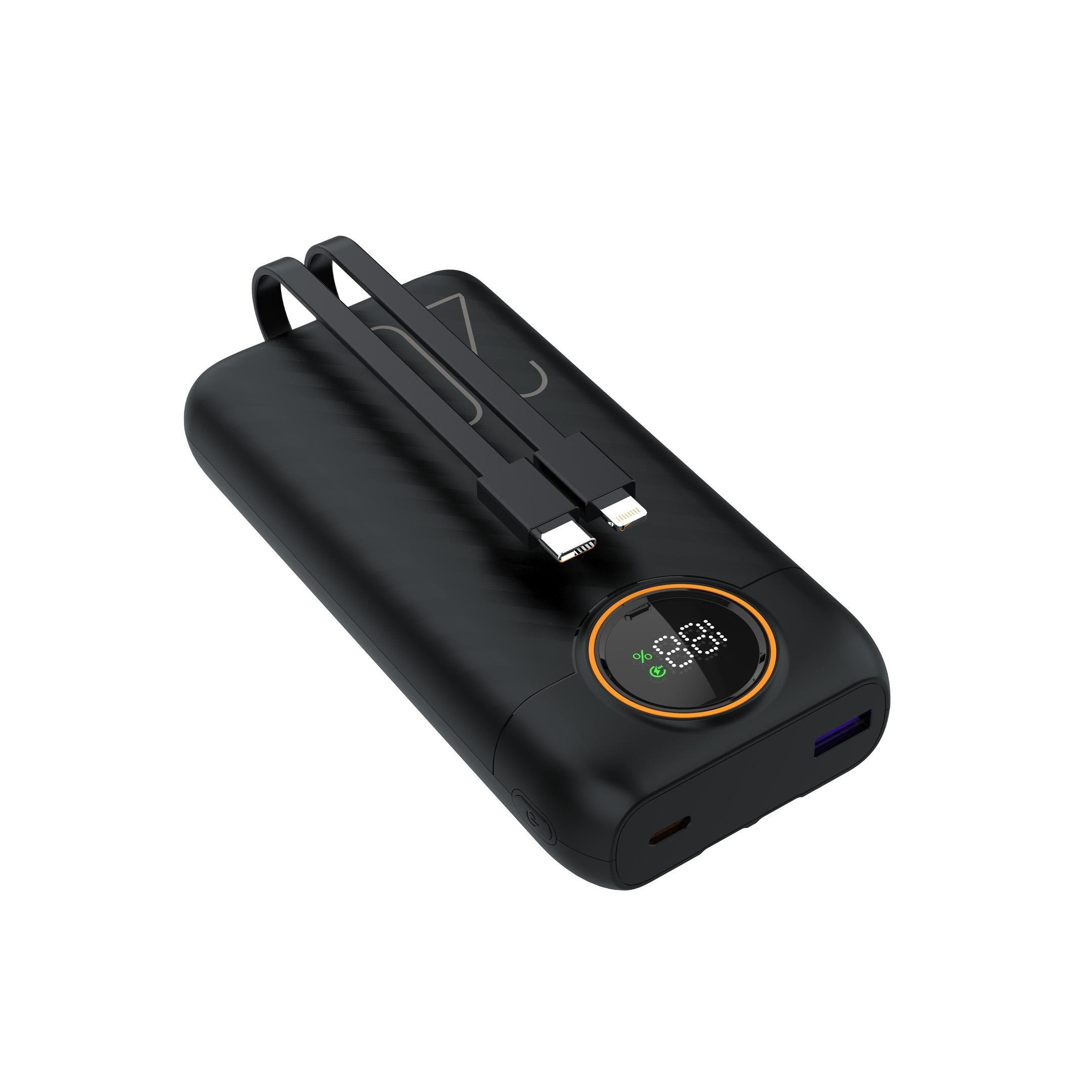 phixi-force-p22-20000mah-22-8071-2 Force P22 20000mAh 22.5W Süper Hızlı Şarj Powerbank | Dahili Type-C & Lightning Kablolu, Dijital Ekran - Görsel 2