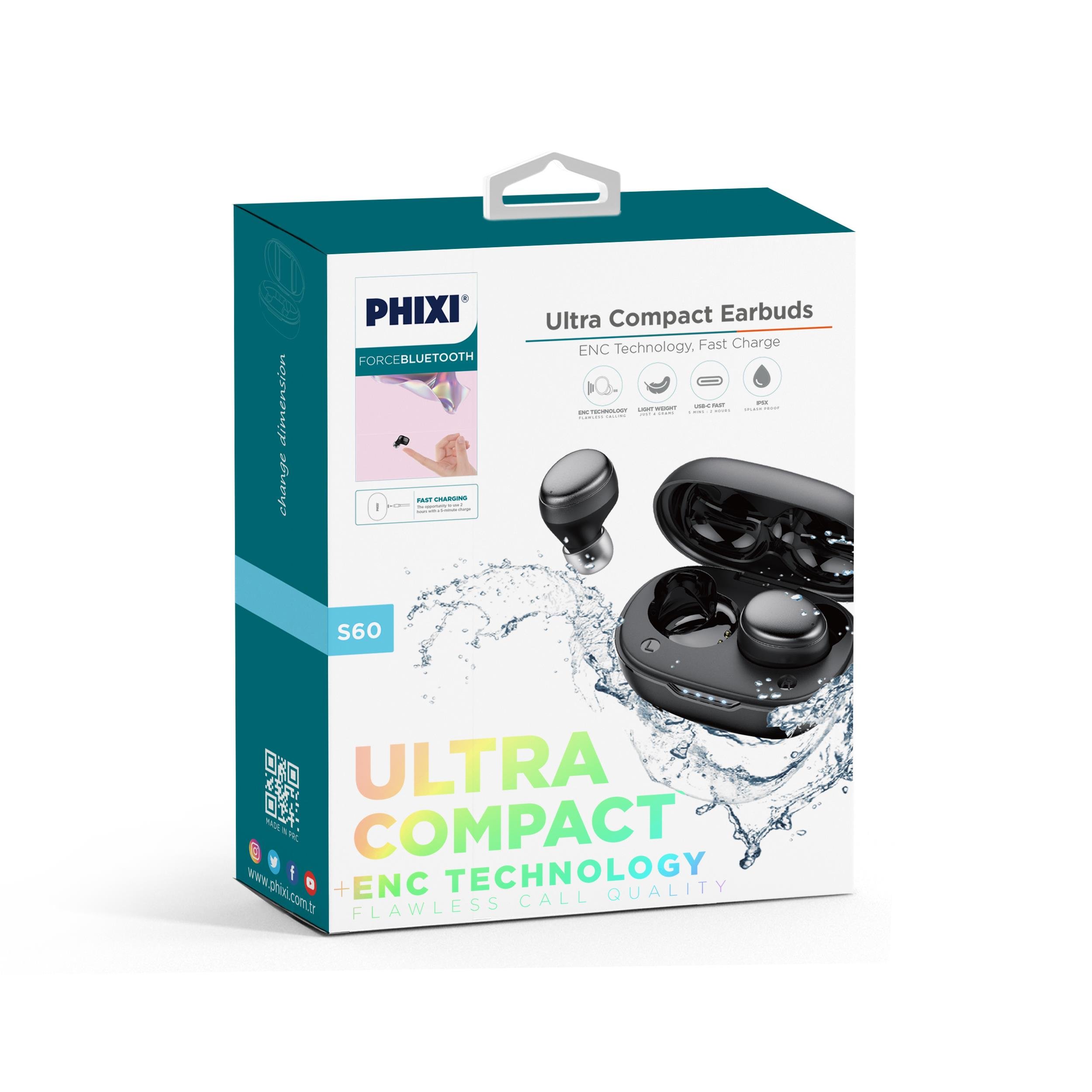 phixi-force-s60-enc-usb-c-hizli-sarj-d-96-438 Force S60 TWS Bluetooth Kulaklık | ENC Teknolojisi, USB-C Hızlı Şarj & IPX5 Suya Dayanıklılık - Görsel 4