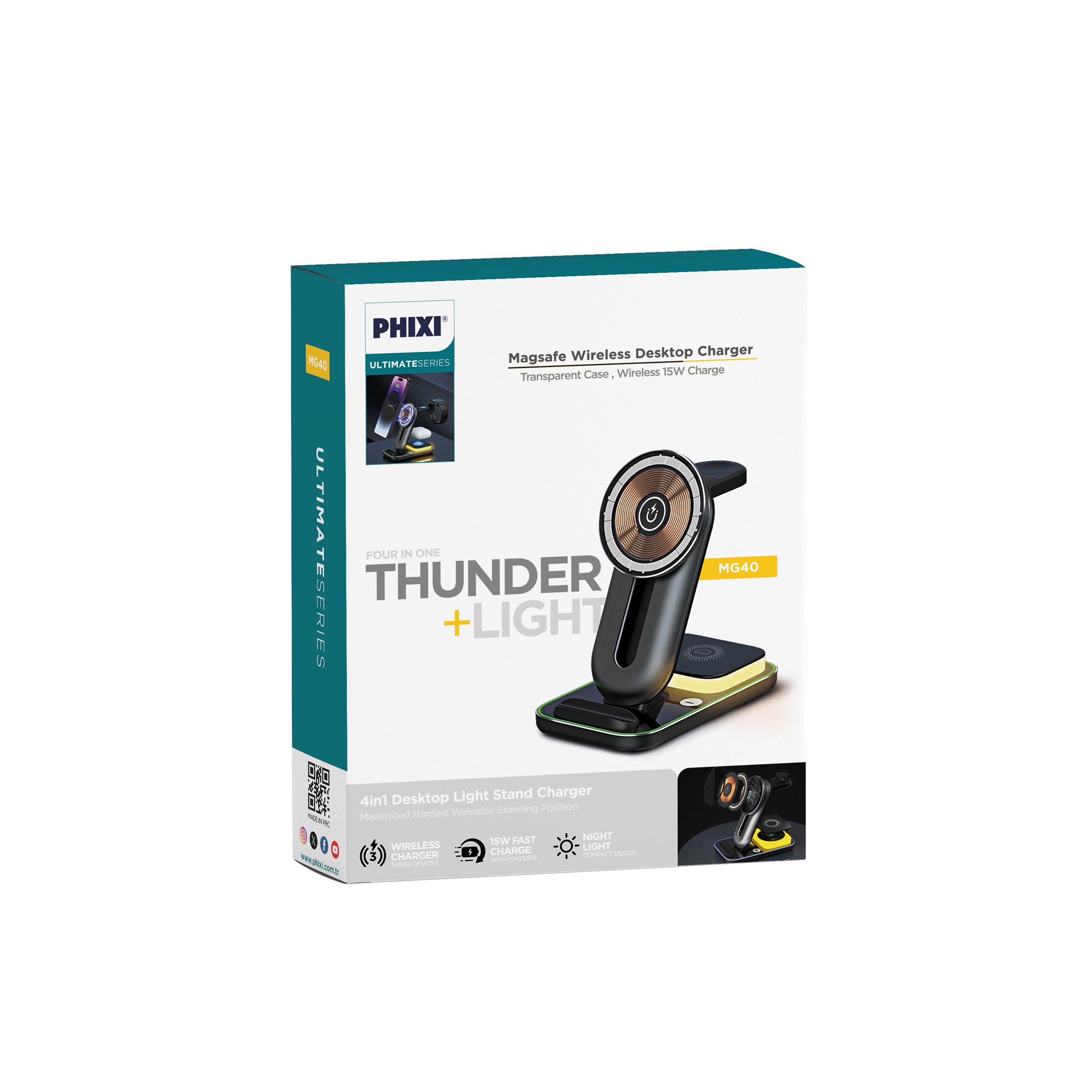 phixi-mg40-3-in-1-magnetic-wireless-st-b0cb2- MG40 3'ü 1 Arada Manyetik Kablosuz Şarj Standı 15W | iPhone, Apple Watch, AirPods Hızlı Şarj - Görsel 3