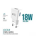 Basic QCH208 3.0A Qualcomm Quick Charge 3.0 Hızlı Şarj Adaptörü (Başlık)