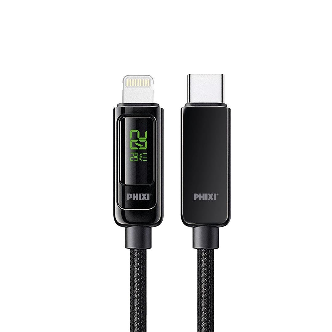 phixi-ultimate-upd4160l-20w-lcd-ekranl-c8-4e9 Ultimate UPD4160L 20W LCD Ekranlı Type-C to Lightning Hızlı Şarj Kablo | Metal Başlık, Hasır Örgü, iPhone Hızlı Şarj - Görsel 1