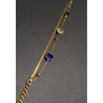 Renkli Zirkon Taşlı Kalpli İkili Gold Çelik Bileklik | Paslanmaz, Çift Zincir, Sevgiliye Hediye