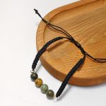 Cesaret Tılsımı İpli Doğal Taş Çelik Bileklik | Ayarlanabilir, Kaplangözü/Akik, Paslanmaz Gold Detay