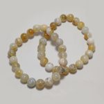 Beyaz Çizgili Çift Akik Doğal Taş Bileklik | Koruyucu, Dengeleyici, Elastik Misina