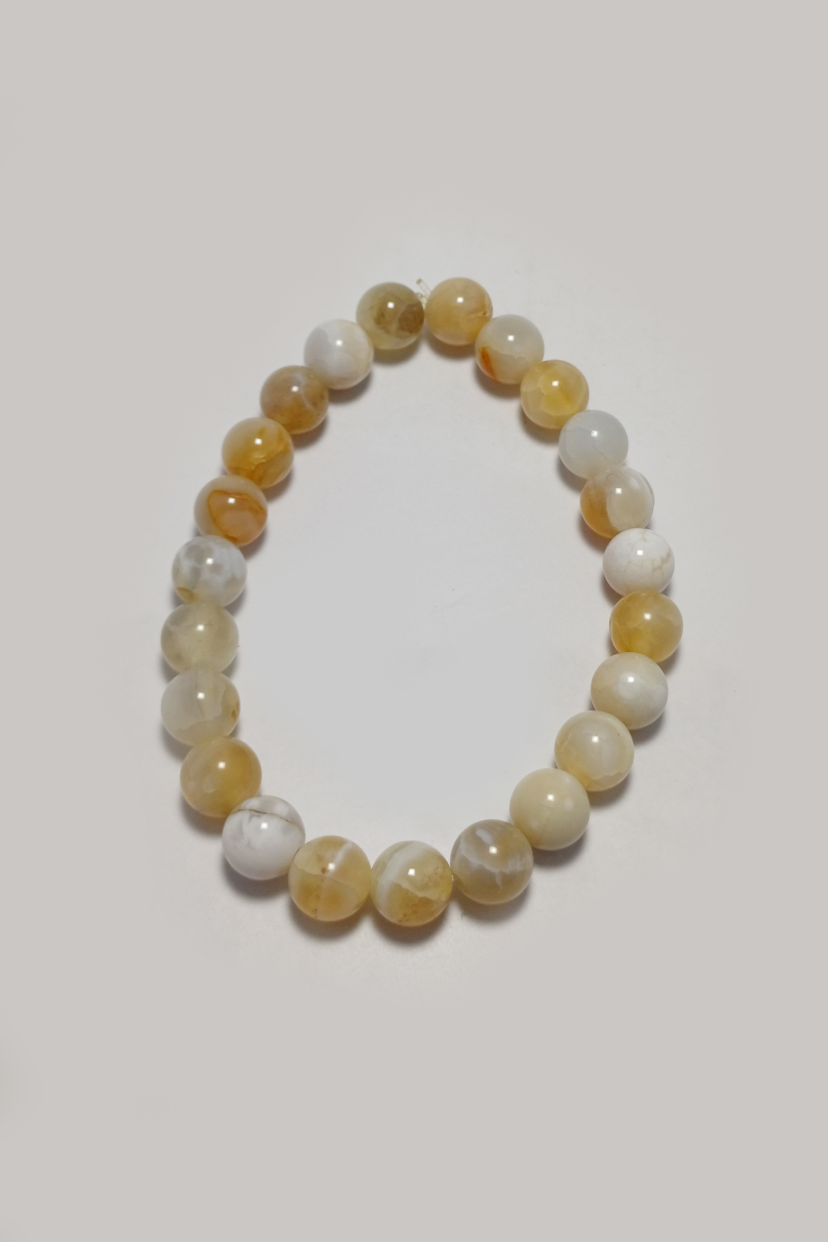 REMIUSE Beyaz Çizgili Çift Akik Doğal Taş Bileklik | Koruyucu, Dengeleyici, Elastik Misina Beyaz Çizgili Akik Doğal Taş Bileklik | Tek Sıra, Negatif Enerji Kalkanı, Elastik Misina - Görsel 2