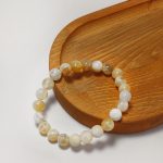 Beyaz Çizgili Akik Doğal Taş Bileklik | Tek Sıra, Negatif Enerji Kalkanı, Elastik Misina