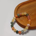 Canlı Çok Renkli Akik Doğal Taş Bileklik | Tek Sıra, Pozitif Enerji ve Uyum, Elastik