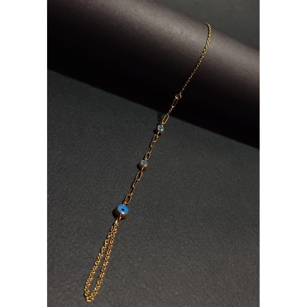 Nazar Boncuklu Zincir Detaylı Gold Şahmeran | Paslanmaz Çelik, Koruma ve Bilgelik Sembolü