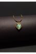 Yeşil Kalpli Gold Vintage Çelik Kolye | Paslanmaz, Kararmaz, Suya Dayanıklı Mineli