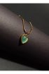 Yeşil Kalpli Gold Vintage Çelik Kolye | Paslanmaz, Kararmaz, Suya Dayanıklı Mineli - Görsel 2