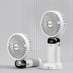 LED Ekranlı Şarjlı Mini Fan | 5 Kademeli, Type-C, Masaüstü ve El Tipi Vantilatör
